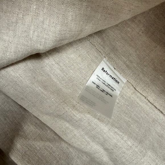 Reformation Noel Sundress Linen Dress Cutout Front Oatmeal Brown Tan 4 - Picture 7 of 7